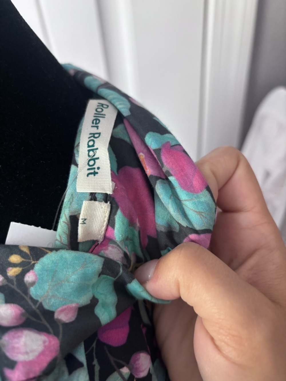 Roller Rabbit Pink & Teal Floral Puff-Sleeve Manusa Sonora Poplin Maxi Dress - Picture 5 of 6
